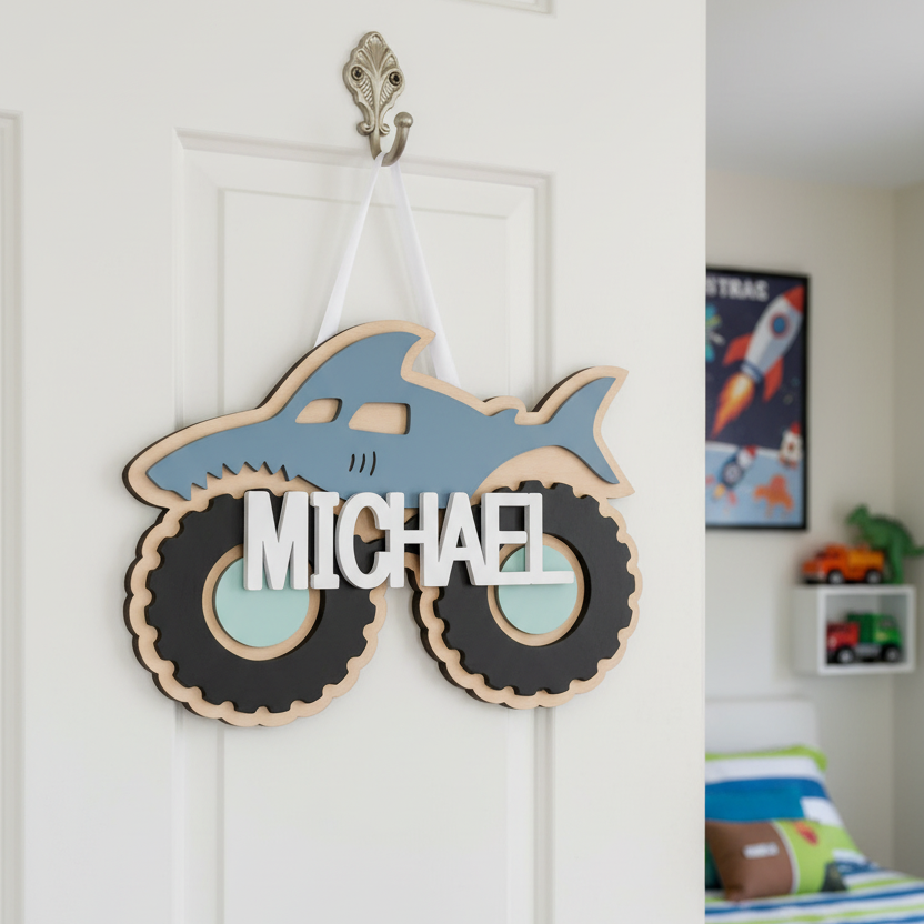 Custom Shark Monster Truck Sign
